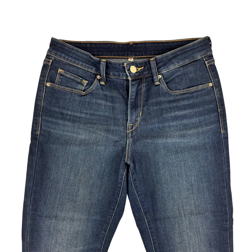 Levis Cropped Denim Jeans Womens Size 28 Blue Tapered Leg Mid Rise Cuffed Hem - Picture 3 of 9